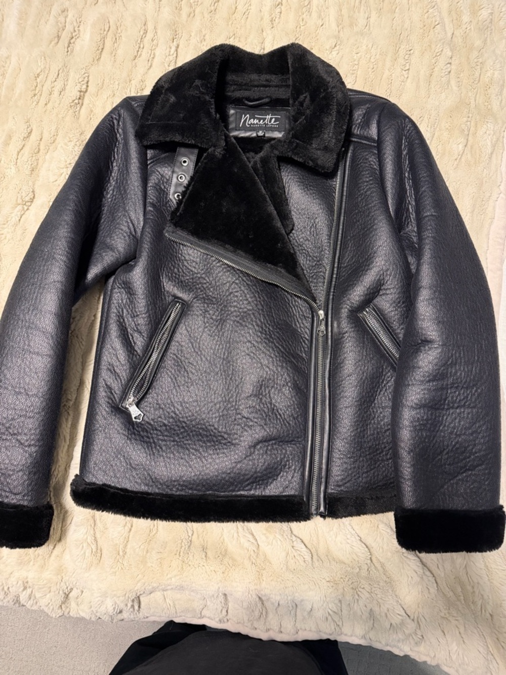 Nanette Lepore Black Faux Shearling Jacket